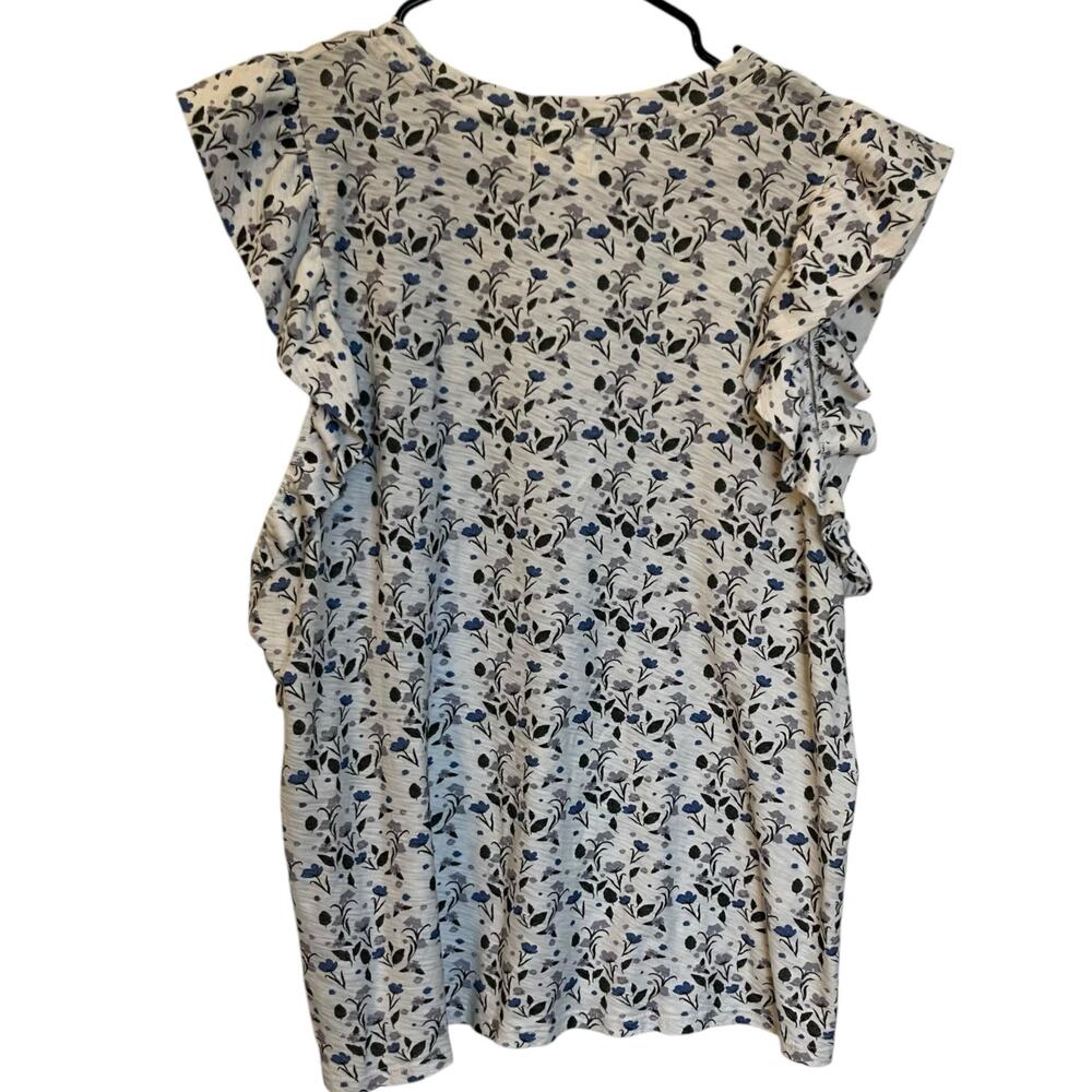 Nation LTD Paulette Top Cottage Floral Flutter Sleeveless Ruffle White Size XL - Picture 2 of 7